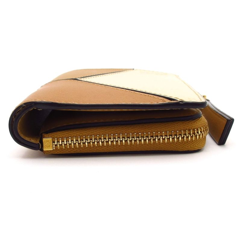 Loewe Bifold Wallet Puzzle Slim Compact Wallet C510w73x04 Ivory And Brown