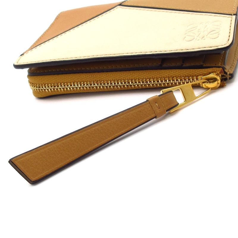 Loewe Bifold Wallet Puzzle Slim Compact Wallet C510w73x04 Ivory And Brown