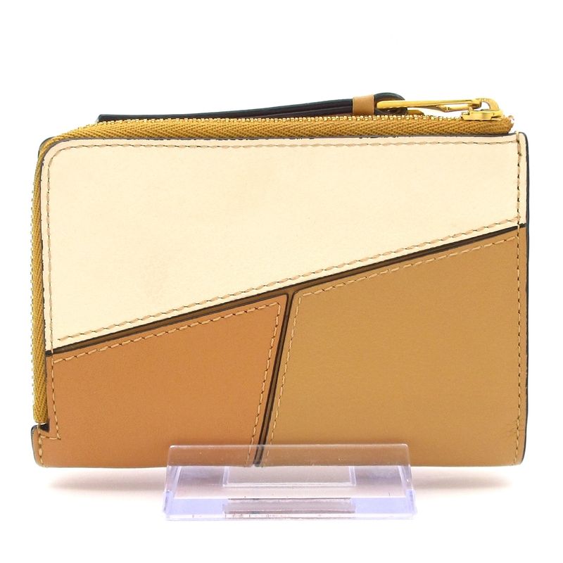 Loewe Bifold Wallet Puzzle Slim Compact Wallet C510w73x04 Ivory And Brown