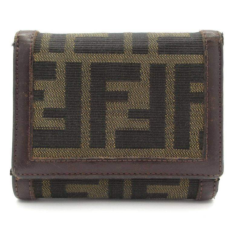 Fendi Trifold Wallet - Brown X Black X Multi Zucca Pattern Leather