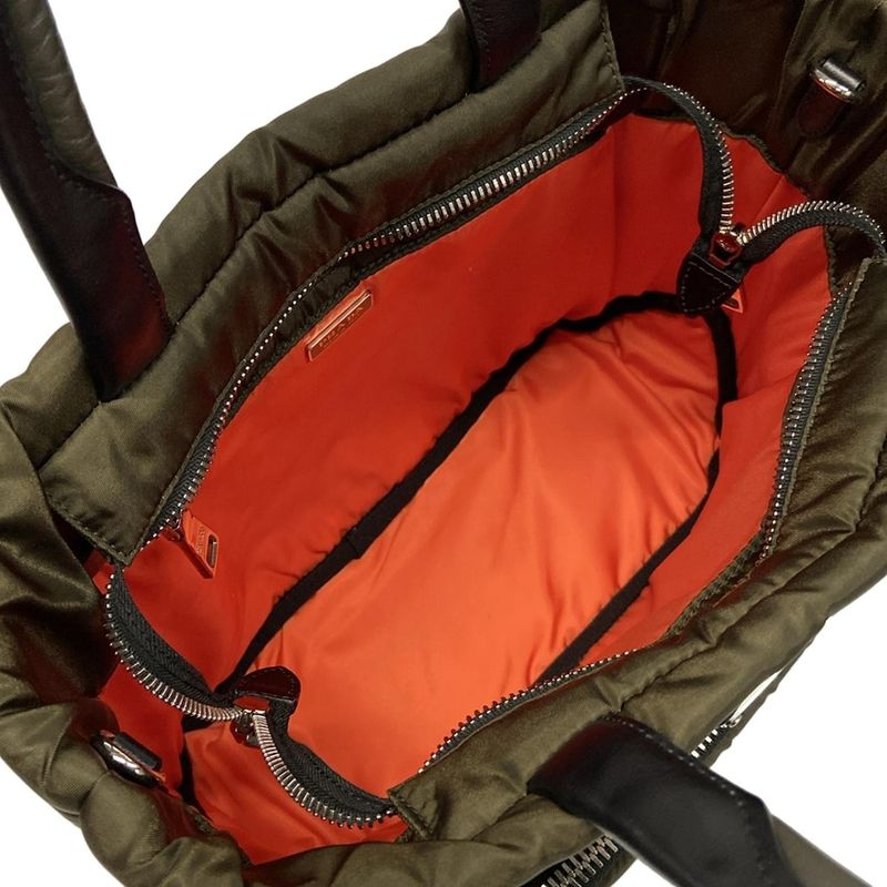 Prada Handbag - Dark Green And Black Tessuto Pocket Leather