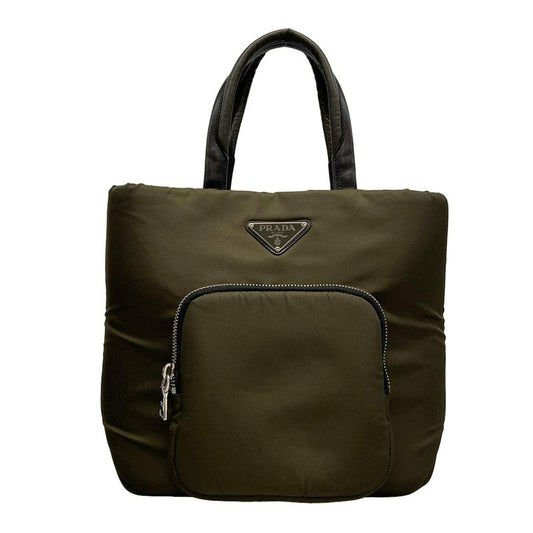 Prada Handbag - Dark Green And Black Tessuto Pocket Leather