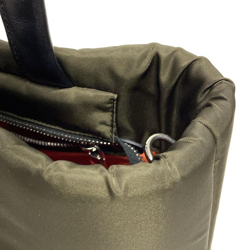 Prada Handbag - Dark Green And Black Tessuto Pocket Leather