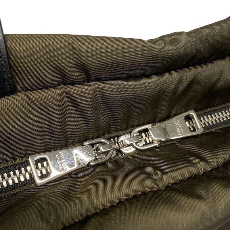 Prada Handbag - Dark Green And Black Tessuto Pocket Leather