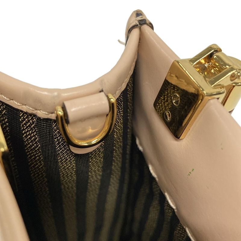 Fendi Tote Bag Sunshine Shopper 8bs051 Pink Beige And Brown Logo Plastic Handle