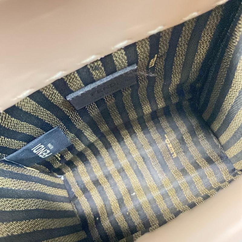 Fendi Tote Bag Sunshine Shopper 8bs051 Pink Beige And Brown Logo Plastic Handle