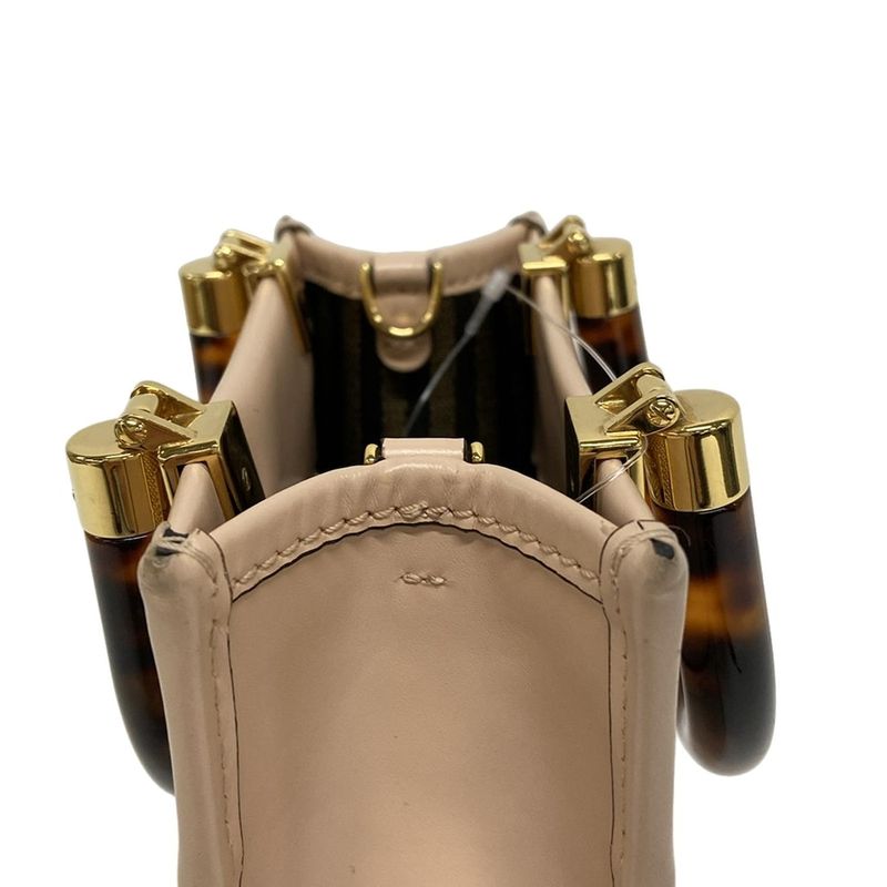 Fendi Tote Bag Sunshine Shopper 8bs051 Pink Beige And Brown Logo Plastic Handle