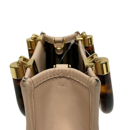 Fendi Tote Bag Sunshine Shopper 8bs051 Pink Beige And Brown Logo Plastic Handle