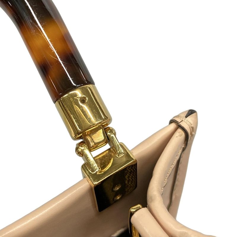 Fendi Tote Bag Sunshine Shopper 8bs051 Pink Beige And Brown Logo Plastic Handle