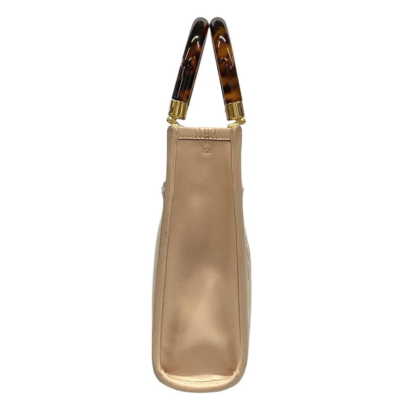 Fendi Tote Bag Sunshine Shopper 8bs051 Pink Beige And Brown Logo Plastic Handle