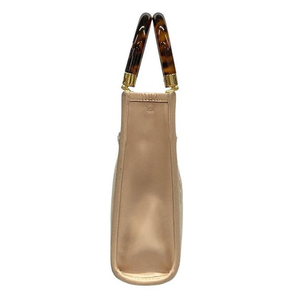 Fendi Tote Bag Sunshine Shopper 8bs051 Pink Beige And Brown Logo Plastic Handle