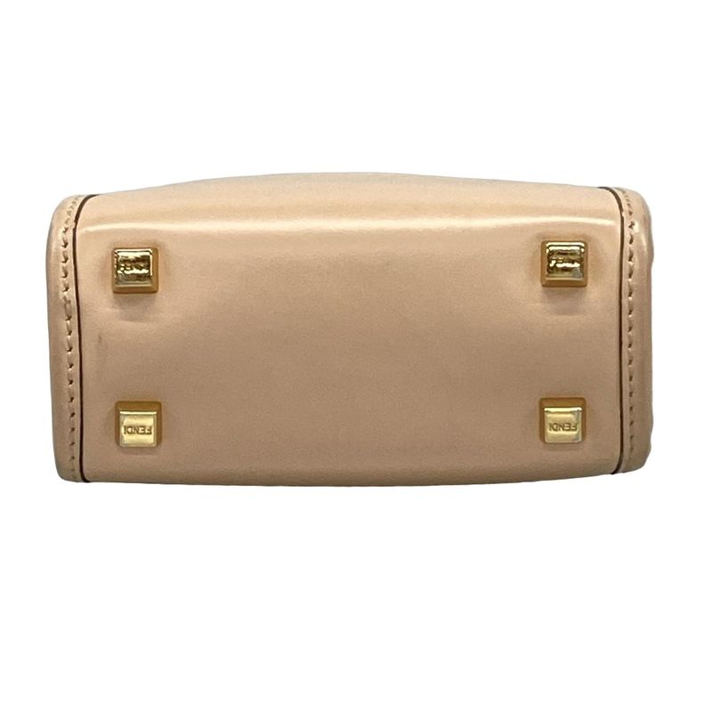 Fendi Tote Bag Sunshine Shopper 8bs051 Pink Beige And Brown Logo Plastic Handle