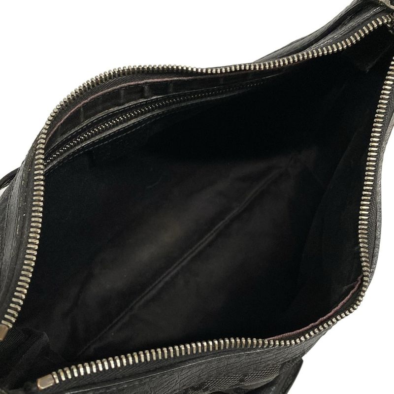 Gucci Shoulder Bag Horsebit GG Pattern 114890 Black Leather
