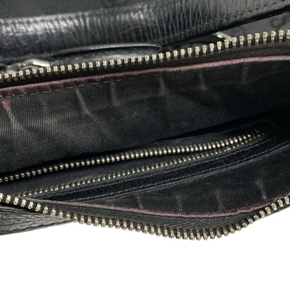 Gucci Shoulder Bag Horsebit GG Pattern 114890 Black Leather