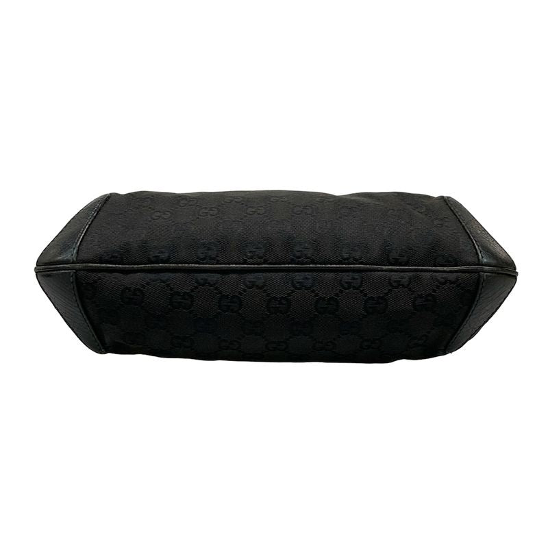 Gucci Shoulder Bag Horsebit GG Pattern 114890 Black Leather