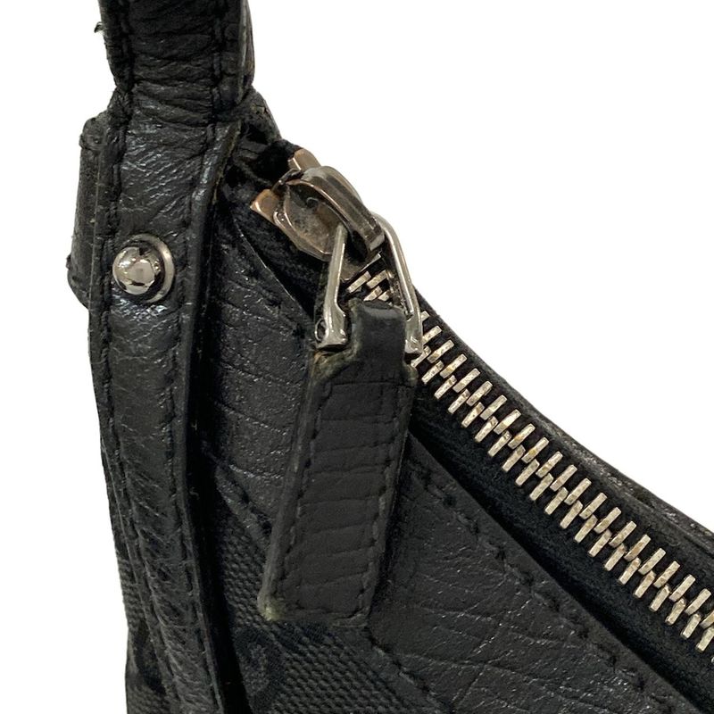 Gucci Shoulder Bag Horsebit GG Pattern 114890 Black Leather