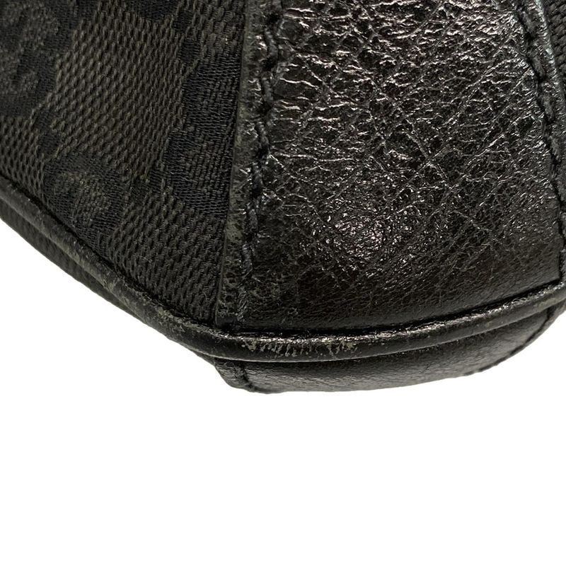 Gucci Shoulder Bag Horsebit GG Pattern 114890 Black Leather