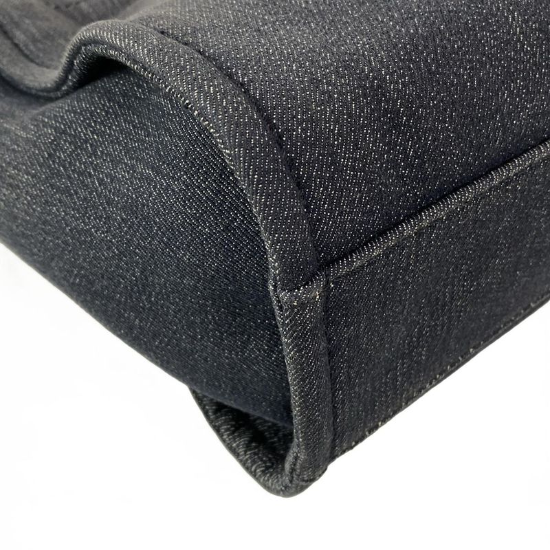 Chanel Tote Bag Deauville Line MM Navy And Orange Silver Hardware Leather