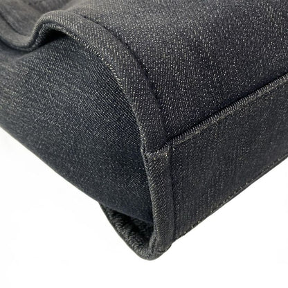 Chanel Tote Bag Deauville Line MM Navy And Orange Silver Hardware Leather