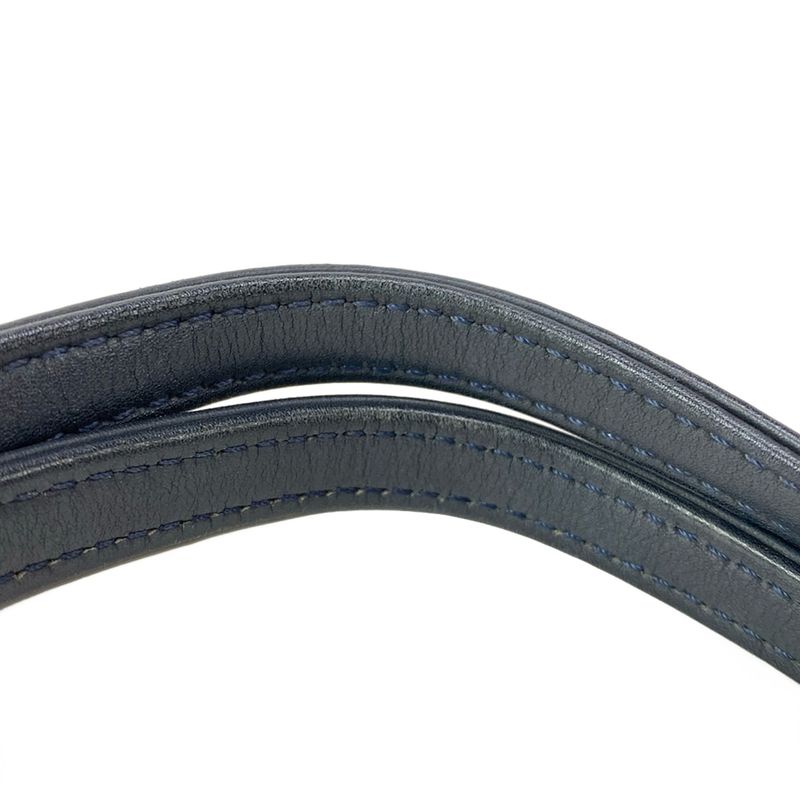 Chanel Tote Bag Deauville Line MM Navy And Orange Silver Hardware Leather