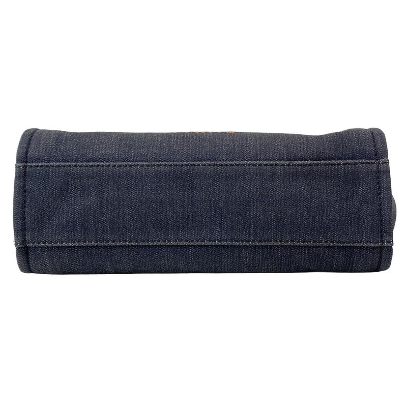 Chanel Tote Bag Deauville Line MM Navy And Orange Silver Hardware Leather