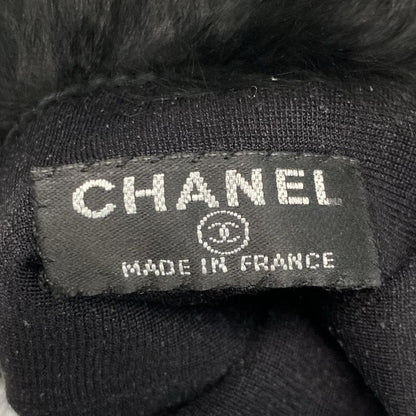 Chanel Gloves Women - Black Long Gloves Chocolate Bar Stitch Leather  Fur