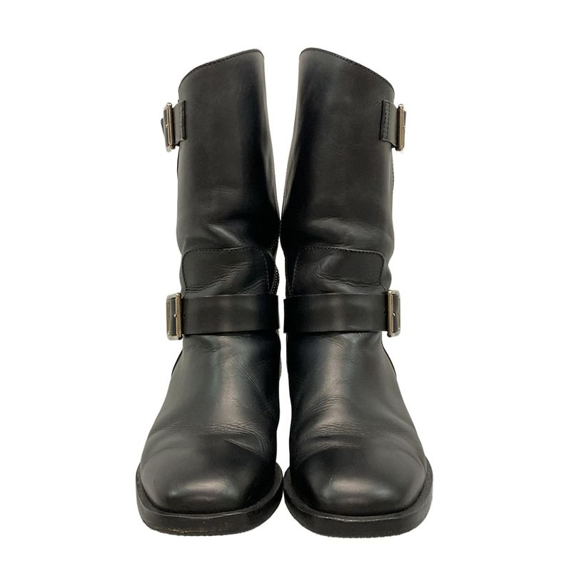Chanel Short Boots 36 1 2 C Women - G27805 Black Engineer Boots Silver Hardware