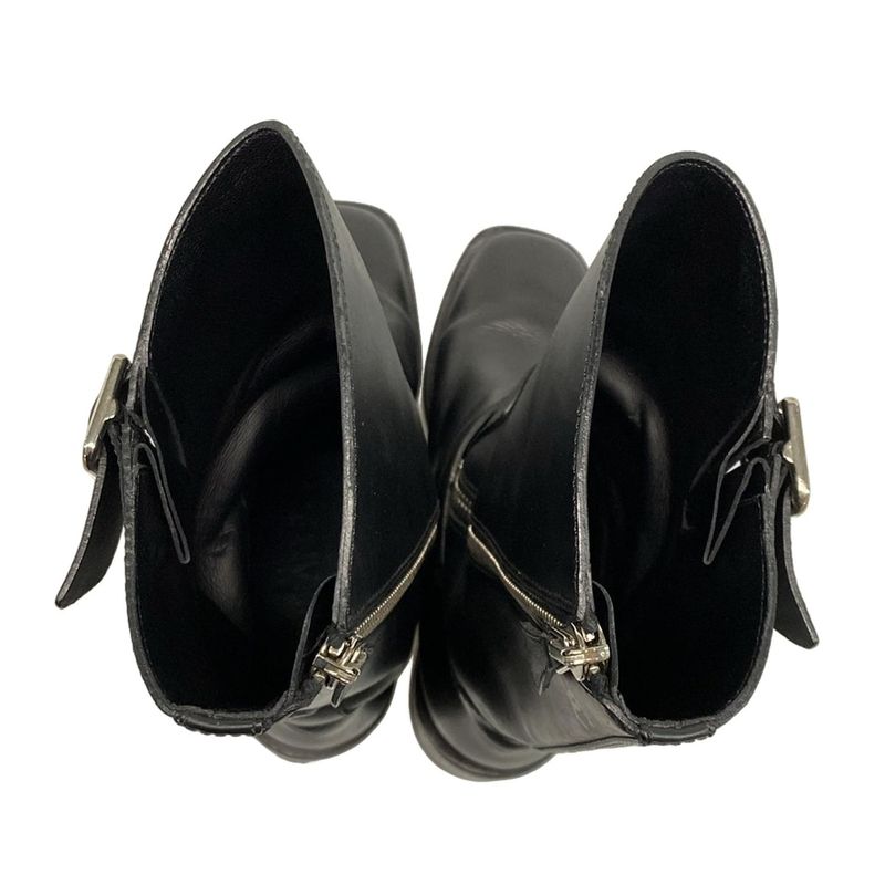 Chanel Short Boots 36 1 2 C Women - G27805 Black Engineer Boots Silver Hardware