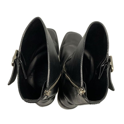 Chanel Short Boots 36 1 2 C Women - G27805 Black Engineer Boots Silver Hardware