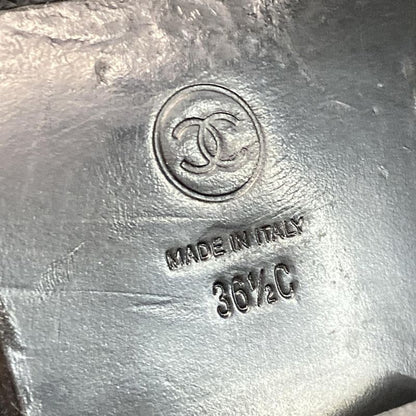 Chanel Short Boots 36 1 2 C Women - G27805 Black Engineer Boots Silver Hardware