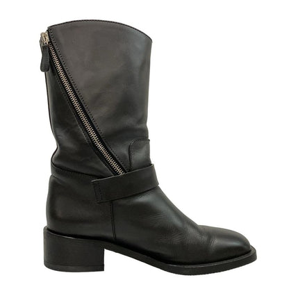 Chanel Short Boots 36 1 2 C Women - G27805 Black Engineer Boots Silver Hardware