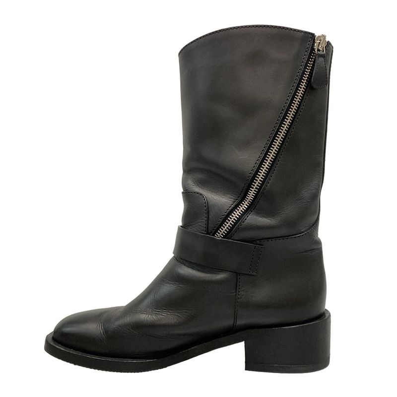Chanel Short Boots 36 1 2 C Women - G27805 Black Engineer Boots Silver Hardware
