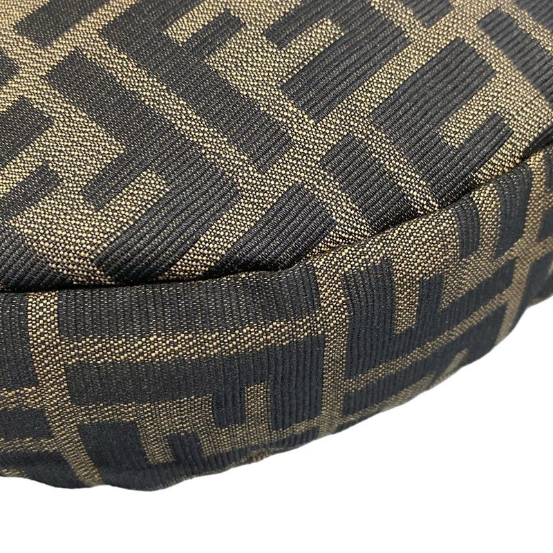 Fendi Shoulder Bag Zucca Pattern Brown×black×dark Brown Leather