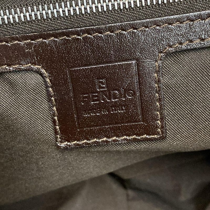 Fendi Shoulder Bag Zucca Pattern Brown×black×dark Brown Leather