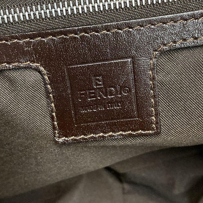 Fendi Shoulder Bag Zucca Pattern Brown×black×dark Brown Leather