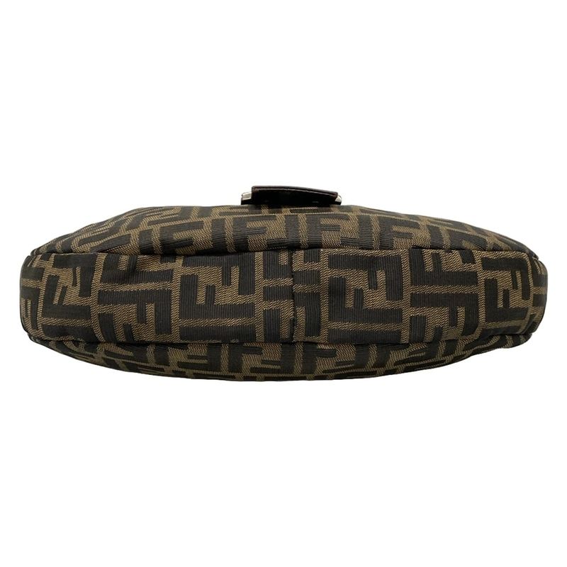 Fendi Shoulder Bag Zucca Pattern Brown×black×dark Brown Leather