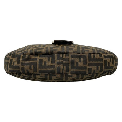 Fendi Shoulder Bag Zucca Pattern Brown×black×dark Brown Leather