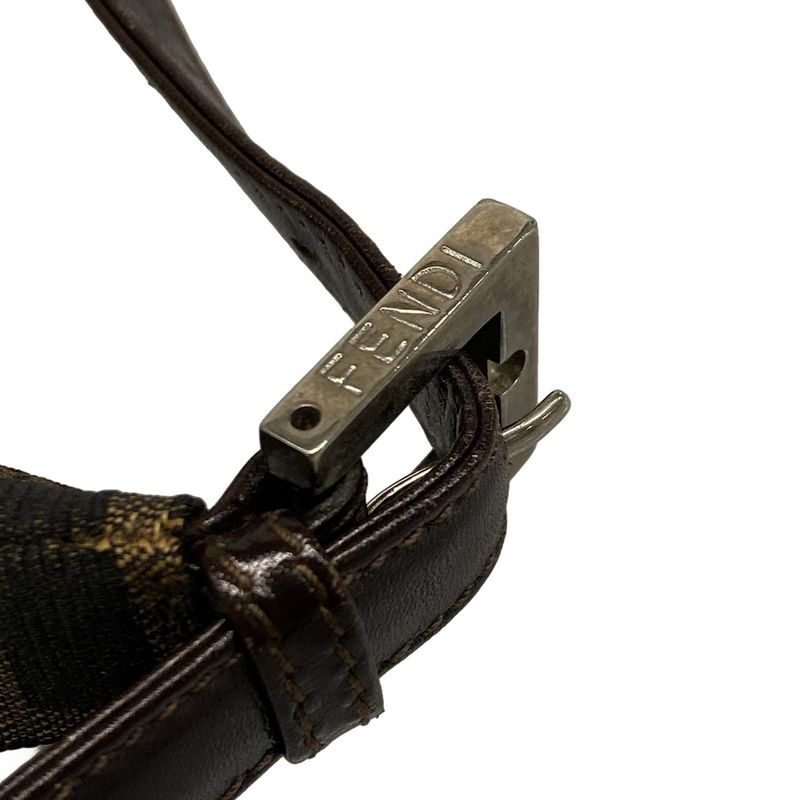 Fendi Shoulder Bag Zucca Pattern Brown×black×dark Brown Leather