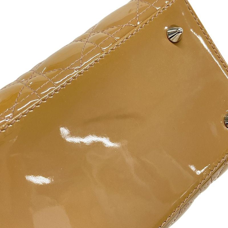 Dior Christian Dior Handbag Lady Dior Medium Bag Pink Beige Silver Hardware