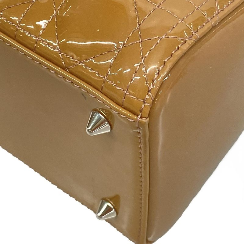 Dior Christian Dior Handbag Lady Dior Medium Bag Pink Beige Silver Hardware