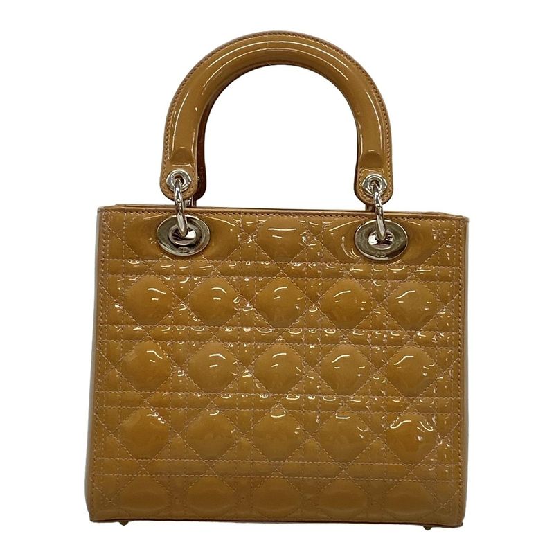 Dior Christian Dior Handbag Lady Dior Medium Bag Pink Beige Silver Hardware