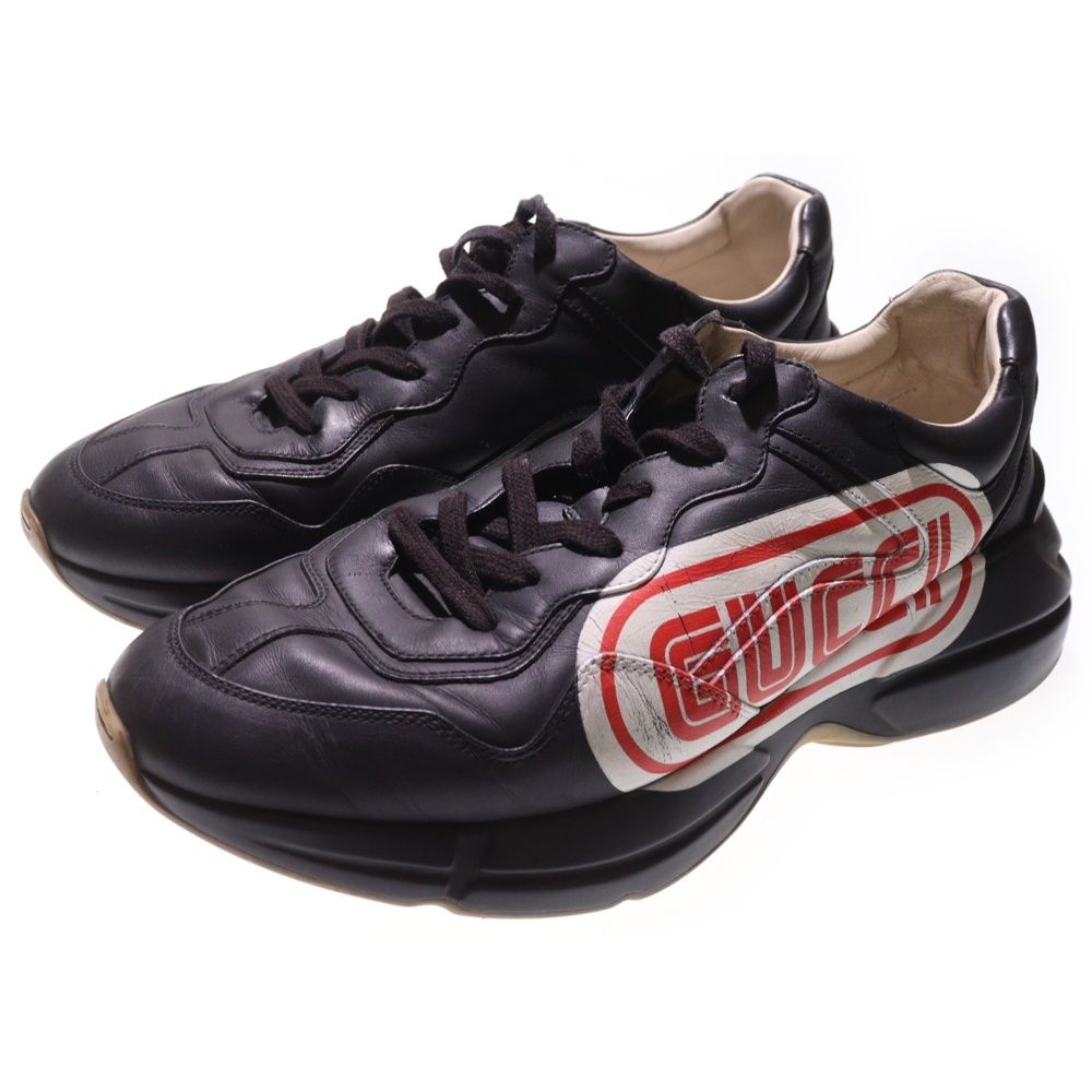 Gucci Rhyton Sneaker Black Print Gucci Rhyton Leather Low-Cut Sneakers Black