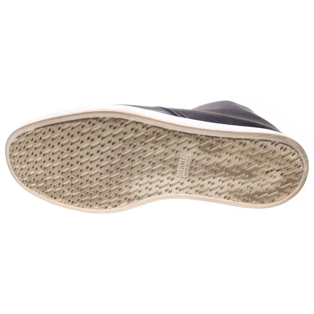 Hermes Exlibris Leather Lace-Up Low Cut Sneakers Black