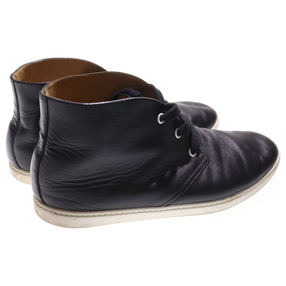 Hermes Exlibris Leather Lace-Up Low Cut Sneakers Black