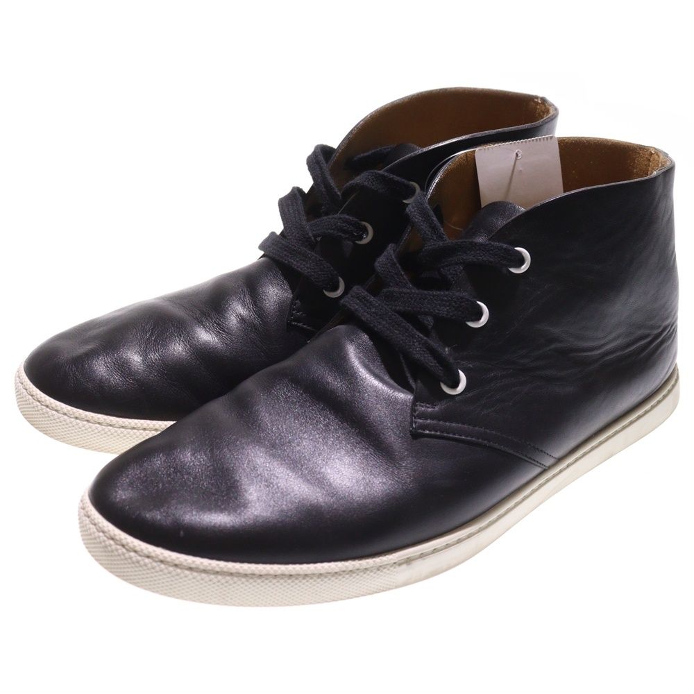 Hermes Exlibris Leather Lace-Up Low Cut Sneakers Black