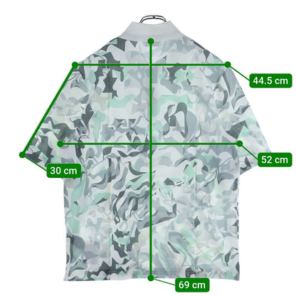 Hermes Puzzle Vegetal Allover Print Short Sleeve Polo Shirt White/gray