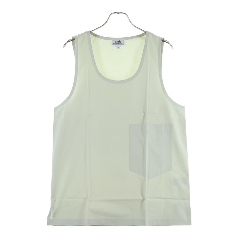Hermes Cotton Sleeveless U-Neck Top Light Green