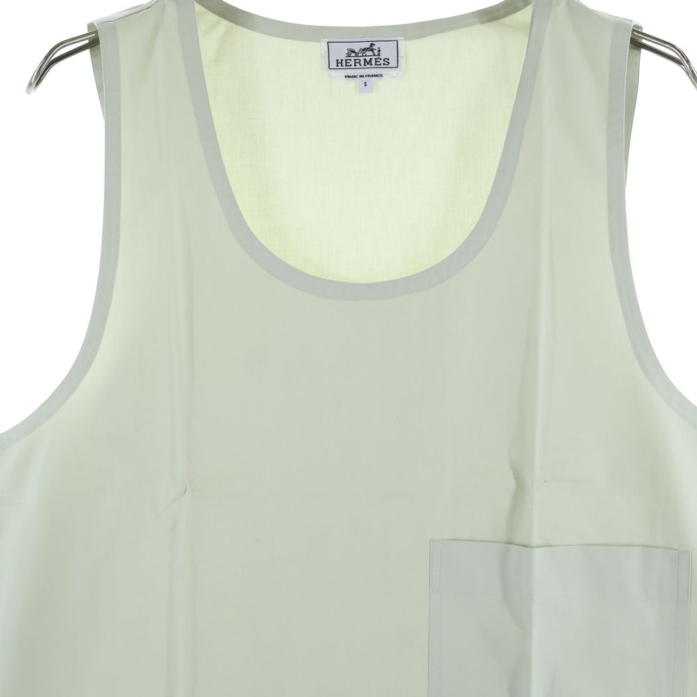 Hermes Cotton Sleeveless U-Neck Top Light Green