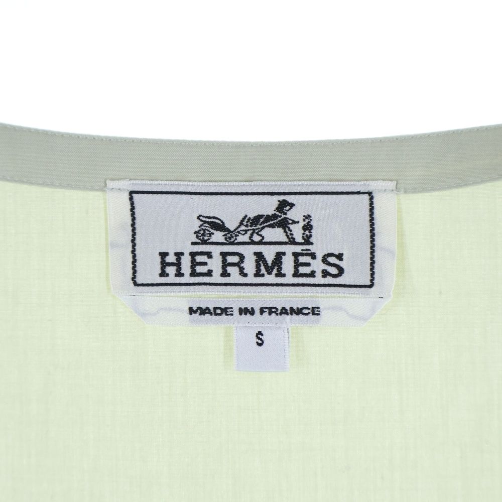 Hermes Cotton Sleeveless U-Neck Top Light Green
