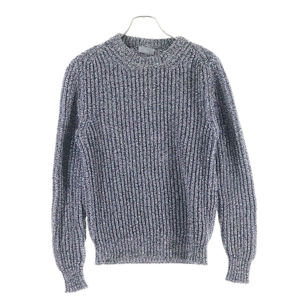 Dior Homme Ribbed Crew Neck Pullover Long Sleeve Knit Sweater Gray